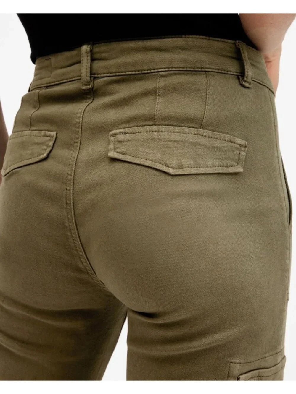 All Saints Womens Jeans Olive Green Military Distressed Indie Grunge Raw Hem - Picture 3 of 16